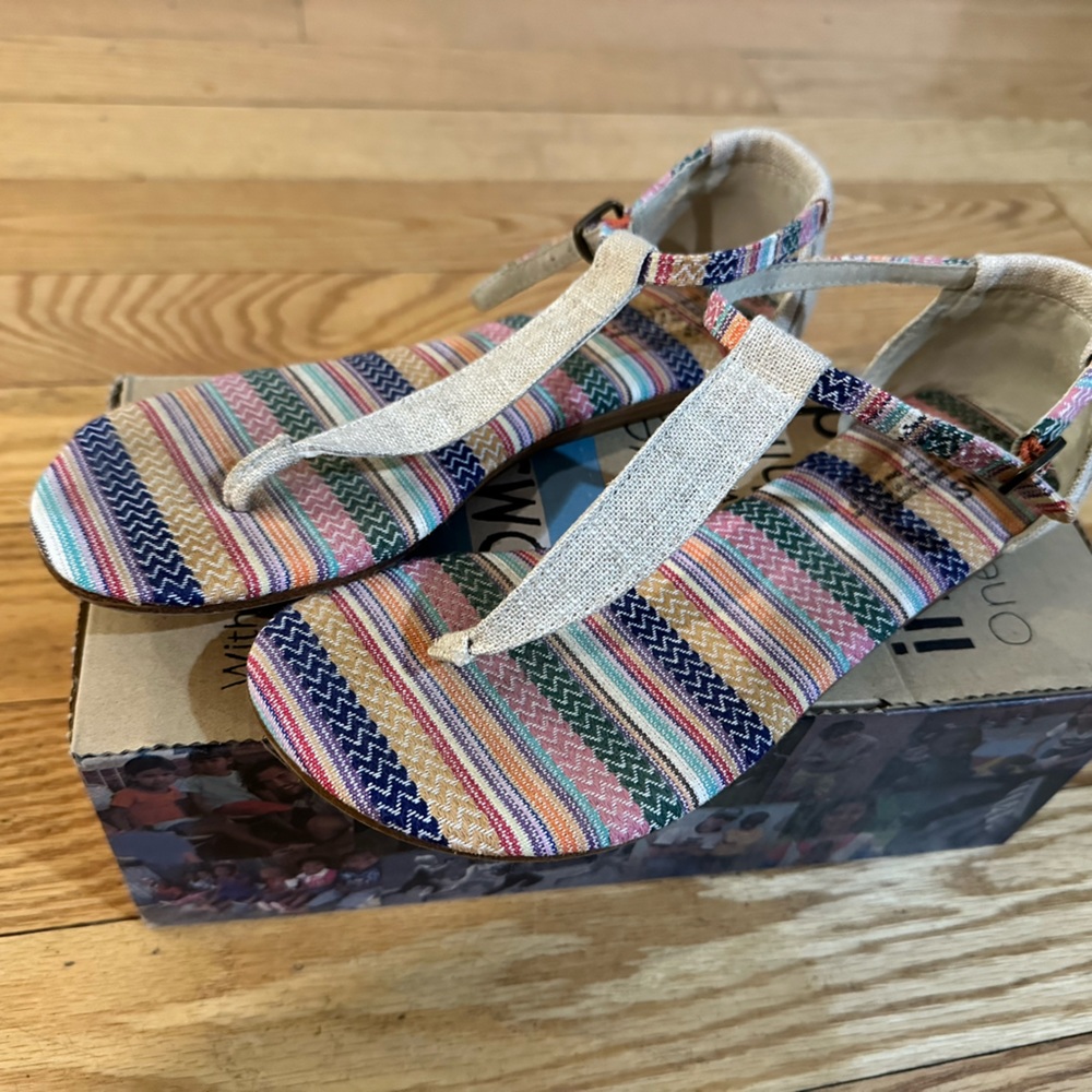 TOMS Playa Sandals - Size 8.5 - Mixed Woven Burlap
